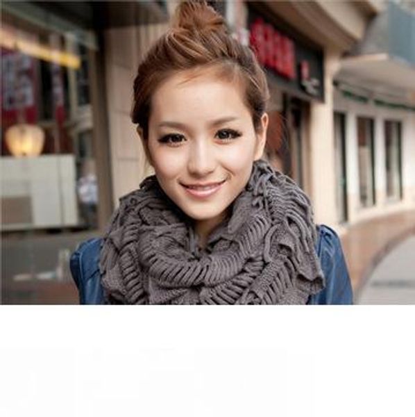 

womens winter warm knitted layered fringe tassel neck circle shawl snood scarf cowl girl solid long soft infinity scarves wraps, Blue;gray