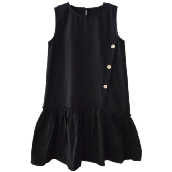 

3 to 6 years kids summer cotton casual ruffled flare dress child girl fashion buttoned solid sleeveless vest dress, Red;yellow