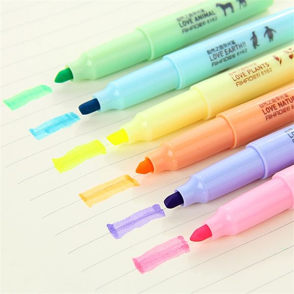 

different colors stationery fresh and creative highlighter pen highlighter pen color watercolor notebook marker marker pen, Black;red
