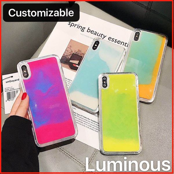 

Customiable качество световой Неон жидкий блеск зыбучие пески телефон чехол для iPhone 6 7