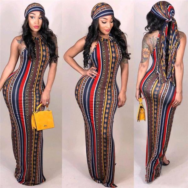 

ethnic clothing for women in the 2021 african suit and stripes bohemian print dress (including headscarf), Red