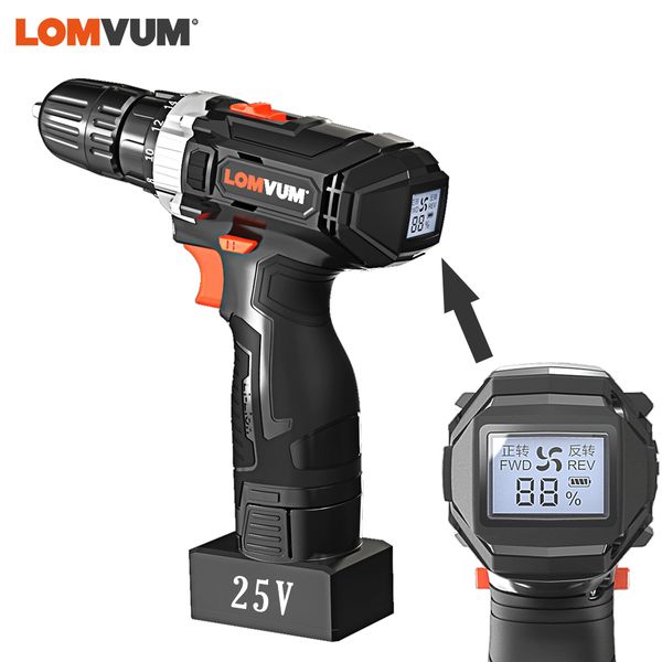 

lomvum digital cordless electric drill double-speed screwdriver power digital display household woodwooking power drills