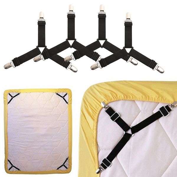 

4pcs/set corner long adjustable elastic bed sheet holder mattress clip fasteners cover fixing nonslip duty grippers for home