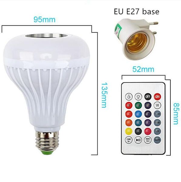 Inteligente Speaker Bluetooth sem fio RGBW Bulb 220V 110V 12W LED Lâmpada Luz Music Player Regulável de áudio remoto Luzes Controlador