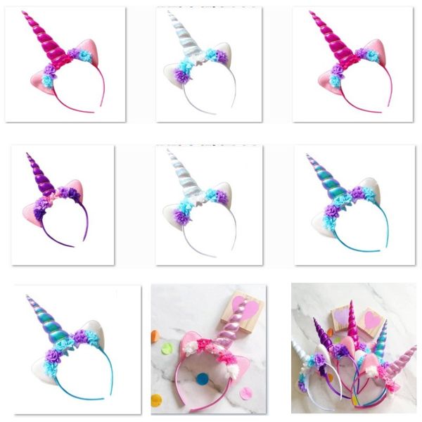 

halloween unicorn headband for kids children flower hairwear party cosplay costume hair accessories ear hair sticks dhl ship fa2926