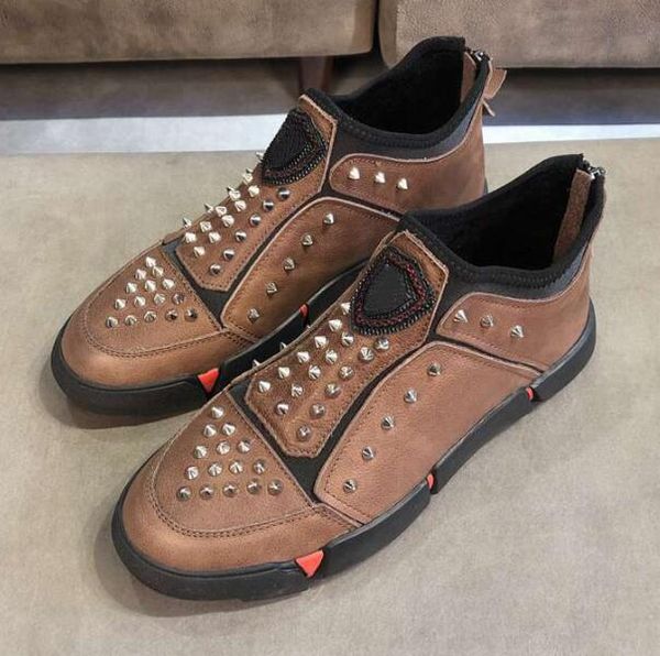 

orignal box] luxury new louise mens rivet formal zip gentleman brand wedding dress fashionable shoes size 38-44, Black