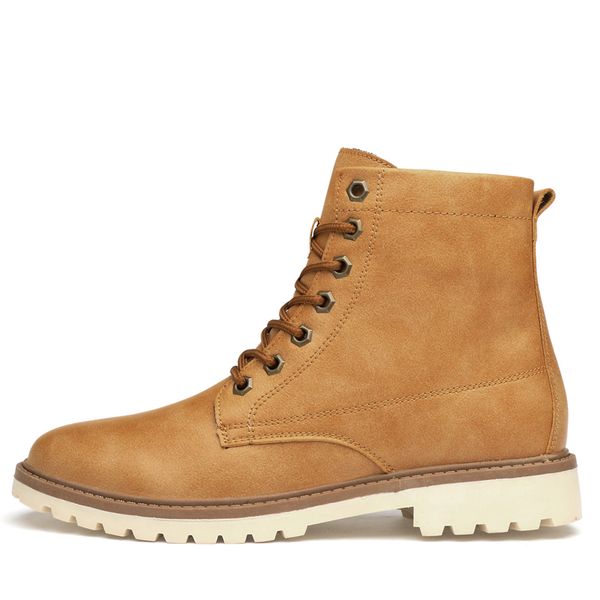 

2018 brand super warm men winter leather men waterproof rubber snow boots leisure boots england retro shoes for men big size, Black