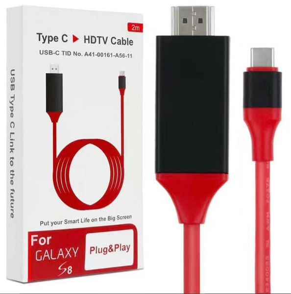 

usb 3.1 type c to hdmi 2m cable adapter converter ultra hd 1080p 4k charging hdtv video cable for samsung galaxy s9/s8/note 9