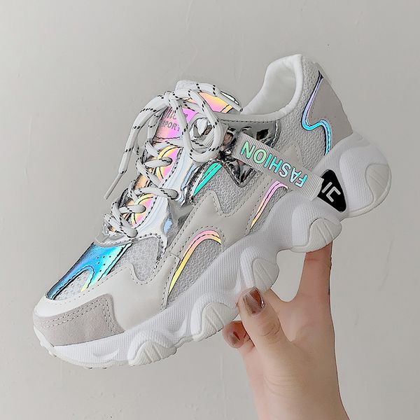 

women platform sneakers ulzzang fashion tenis female 5cm white pink thick sole walking casual shoes woman vulcanized shoes 2020 y200424, Black