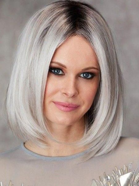 

12a human hair lace front wigs ombre grey color brazilian remy hair bob haircut with preplucked bleached knots natural hairline, Black;brown