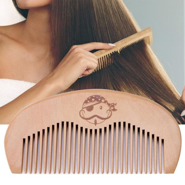 

natural peach wood tooth head anti static massage comb, mustache, beard wooden all types wooden hair comb, Silver