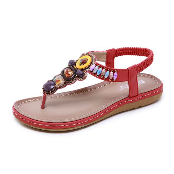 

yu kube summer shoes woman sandals bohemia flip flops elastic flat sandalias mujer 2019 beach thong sandals plus size ladies, Black