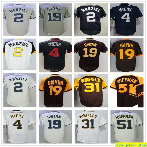 

custom mens women youth 4 wil myers jersey stitched baseball 19 tony gwynn 31 dave winfield 2 johnny manziel 51 trevor hoffman jerseys, Blue;black