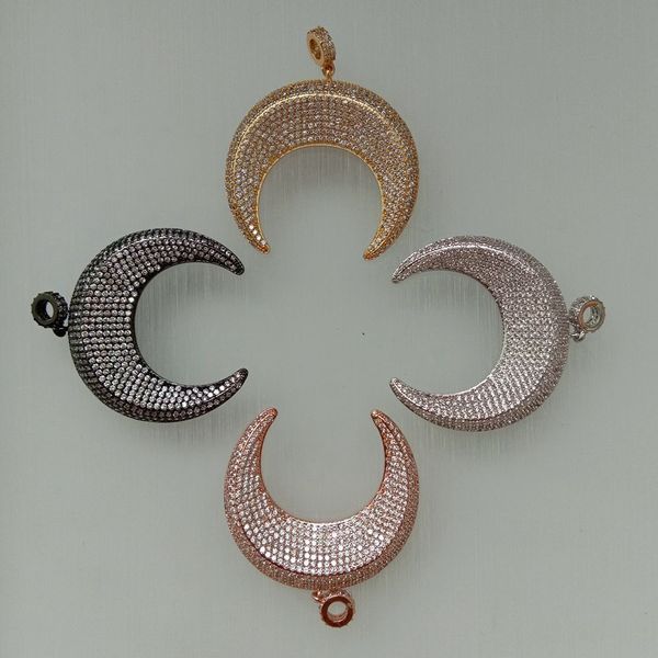 

cp097 1 pcs cz micro pave crescent moon pendant four colors pendant 35*35mm, Silver