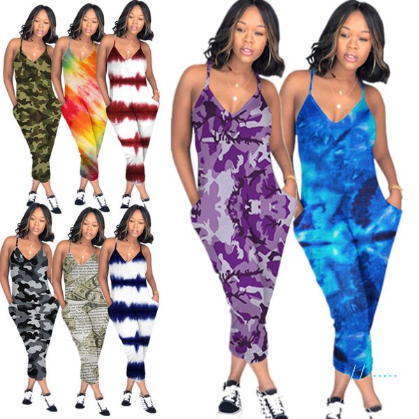 

s-3xl women spaghetti strap romper pants v neck front packet wide legs one piece jumpsuit loose pants clubwear sleeveless playsuit c5903, White