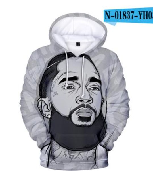 

rip rapper hooded nipsey hussle hoodies 3d new print casual sweatshirts harajuku long sleeve clothes, Black