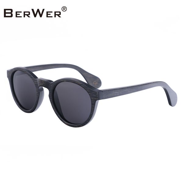 

berwer new 100% bamboo wood sunglasses polarized handmade bamboo women sunglass men gafas oculos, White;black