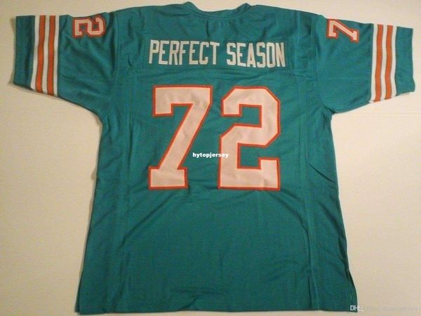 

retro custom sewn stitched #72 perfect season teal mitchell & ness jersey high-end men's football jerseys college ncaa, Black;red