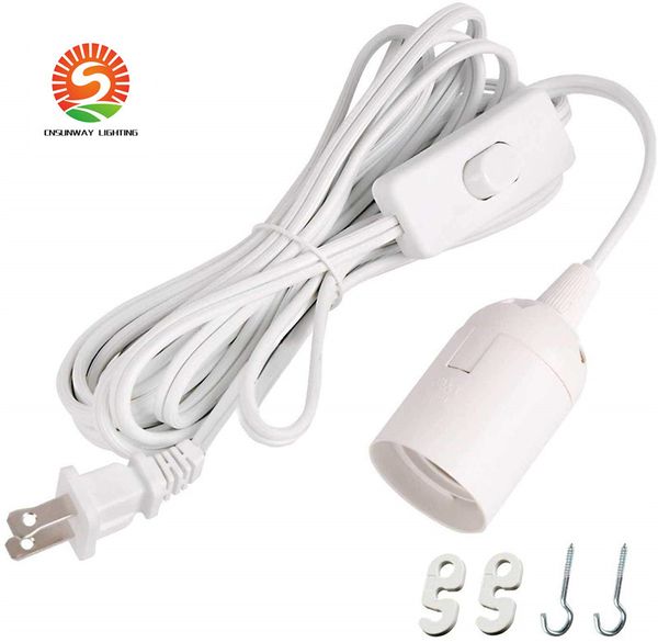 Longa Lanterna Pendant Lâmpada Luz cordão 12 pés cabo de extensão com interruptor on / off ou Switch Gear para E26 / E27 Base de lâmpadas