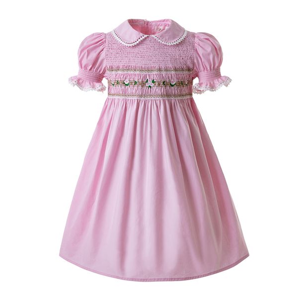 

Pettigirl Kids Designer Одежды Девочка летних платья для малышей куклы воротник копченой Bubb
