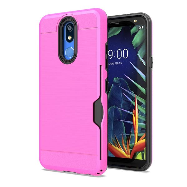 TPU + PC Malzeme Fırçalı MOTO G4 için Kredi Kartı Cüzdan Hibrid Durumda / G5 / E4 / E4 Artı / G6 Çal / E5 Çal / G7 Güç / E5 Artı / HTC BOLT / FOXXD Miro / L590A