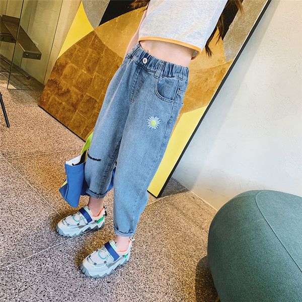 

jeans 2021 summer arrival girls fashion denim kids daisy pants, Blue