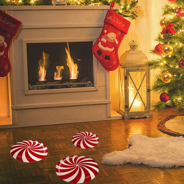 

merry christmas new creative candy self-adhesive round holiday decoration cartoon floor wall sticker elegant home decorations