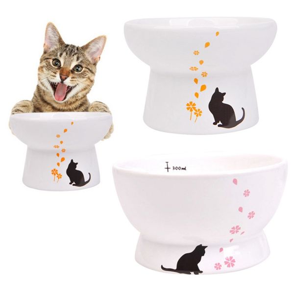 

pet raised ceramic bowl cat water bowl protecting cervical pet small dog feeder utensils accessories