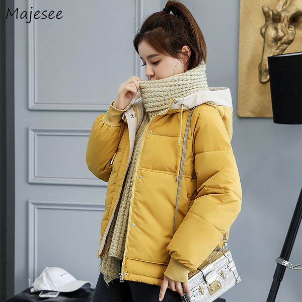 

parkas women plus size 3xl sweet winter all-match thicker warm korean style simple student chic harajuku patchwork womens coat, Black