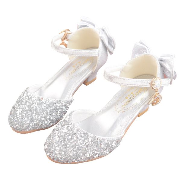 

2019 new princess girls shoes sandals for kids glitter bowtie low heel children shoes girls party enfant meisjes schoenen, Black;grey