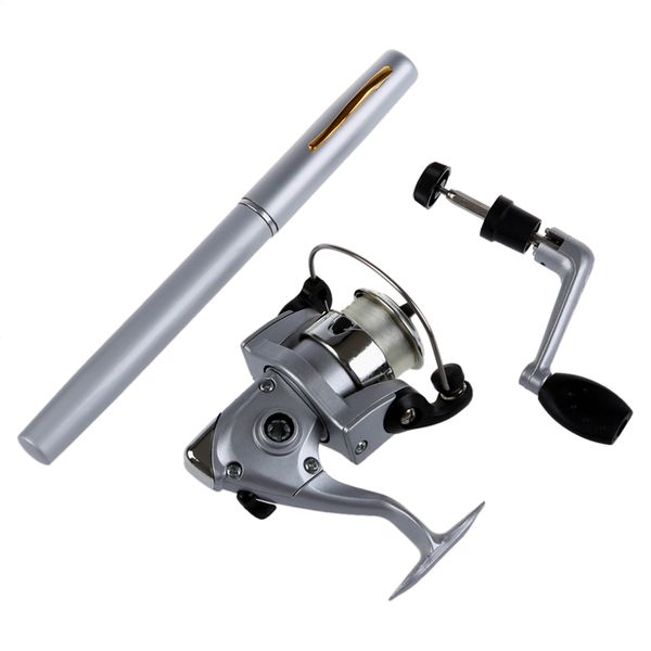 

saltwater fishing tackle pen shape rod pole & reel combos(silver