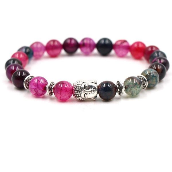 

chakra healing bracelet reiki quartz natural stone strand bracelet buddha head bead bracelet, Golden;silver