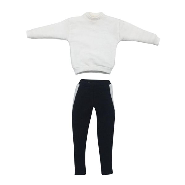 

1/6 scale white sweatershirt clothing accessory with trousers for for ht 12 inch male action figures doll clothing accessories