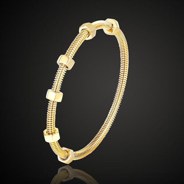 

theresa jewelry brand stainless steel bangle can move hexagon screw bracelet fashion jewelry of all body c19010401, Black