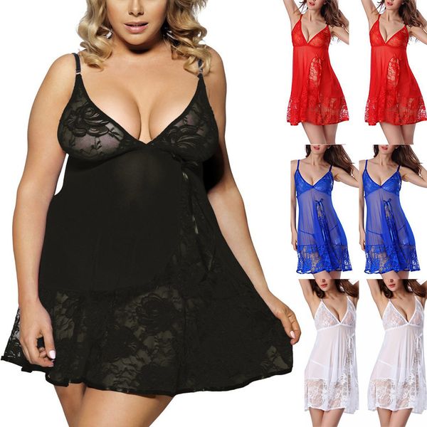

women nightgowns lace satin sleepwear nightdress backlesssleep lounge night dress silk nightwear home wear summers-3xl, Black;red