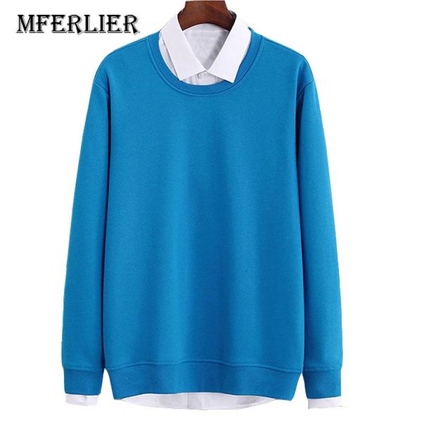 

mferlier autumn winter men sweatshirts 4xl 5xl 6xl large size bust 136cm fleece men hoodies plus size warm clothes 5 colors, Black