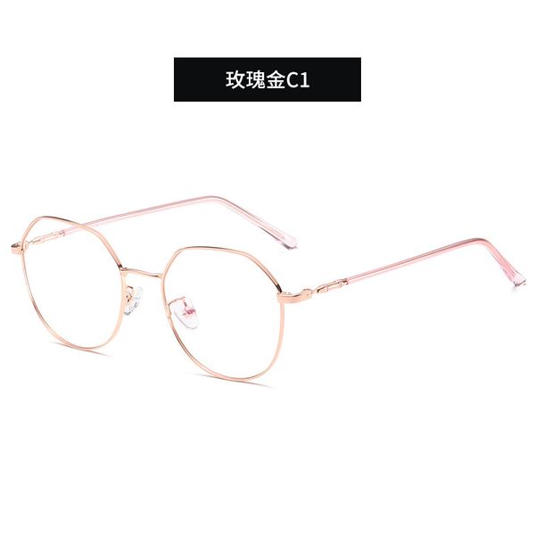 

the new metal eyeglasses frames fashion plain mirror polygon wholesale fashion glasses frame eyewear eyeglasses frame, Silver