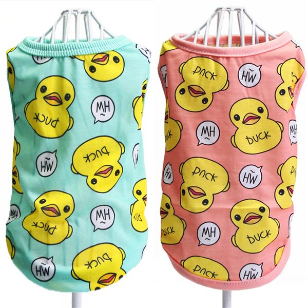 

new pet dog cat clothes puppy vest spring t-shirt pet shirt cartoon duck printed cotton dog vests for small dogs chihuahua