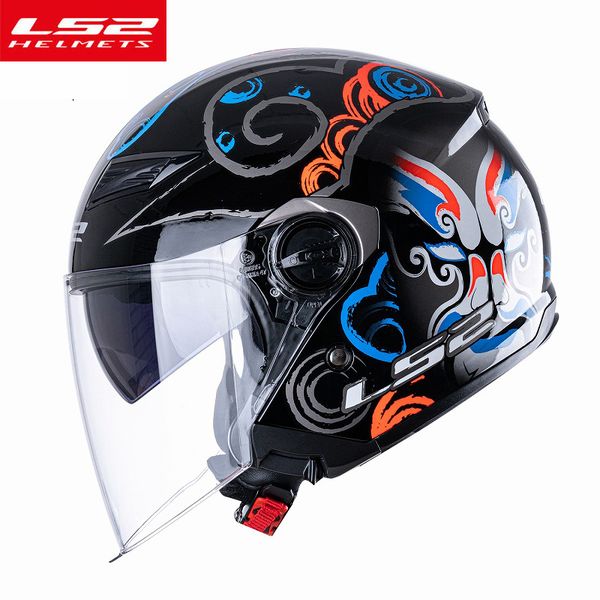 

ls2 of569 vintage retro open face motorcycel helmet man woman 3/4 cascoscooter capacete moto cascos para moto double lens