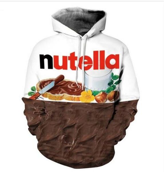 

new fashion harajuku style casual 3d printing hoodies nutella men / women autumn and winter sweatshirt hoodies bc076, Black