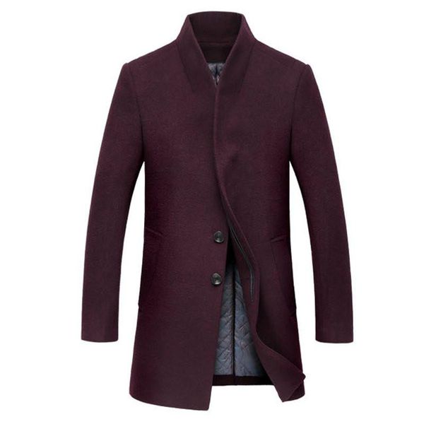 

mens 2020 luxury designer clothes hombre autumn winter overcoat men long section solid wool coat casual stand collar mens woolen coat, Black