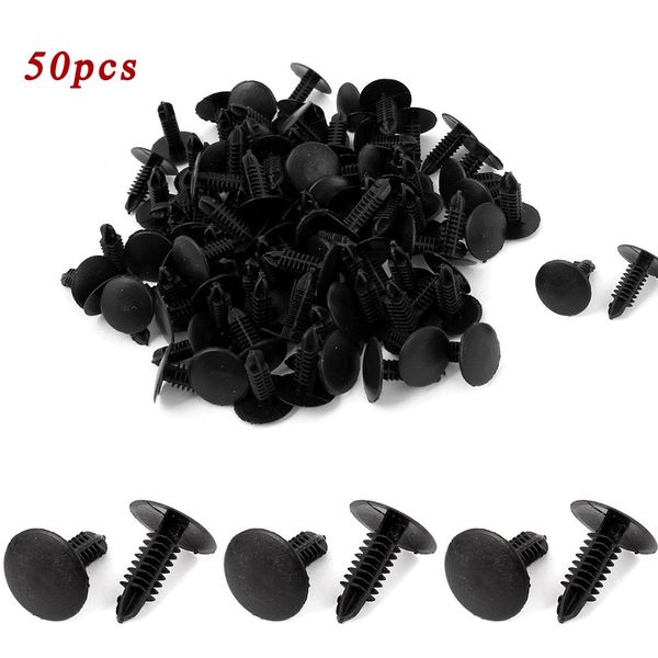 

50 pcs 6mm black car door rivet fastener trim panel retainer clips plastic car fender bumper rivet clip fastener