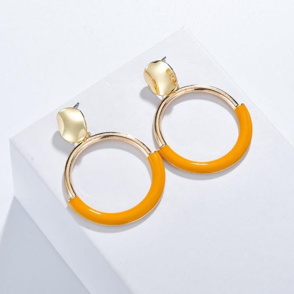 

charmsmic candy color round circle hoop earrings korean style geometric hanging earrings office lady nightclub, Golden;silver