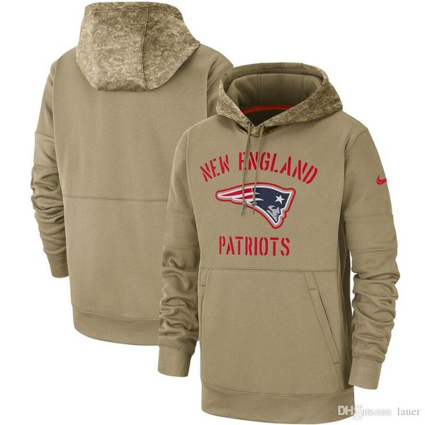 

new mens women kid new england patriots tan vintage sweatshirt 2019 salute to service sideline therma pullover nfl hoodie, Blue;black