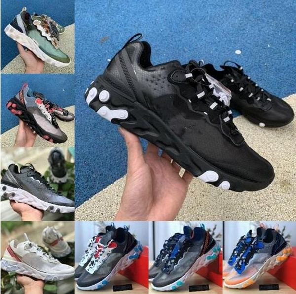 

with box) 2019 new quality react element 87 undercover x upcoming designer sports men women navy blue sneaker shoes