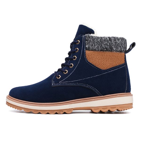 

winter motorcycle fur plush warm classic fashion desert boot shoes male casual booties new men pu leather ankle snow boots shoes, Black