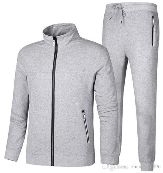 

men's sports suit pure cotton fashion casual sports suit outdoor sports suit, Gray