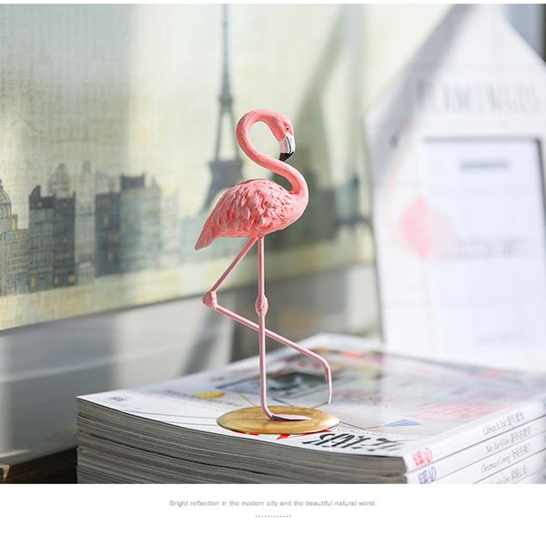 

3 pcs pink flamingo ornament deskhome decoration gift resin animal sculpture with holder gift