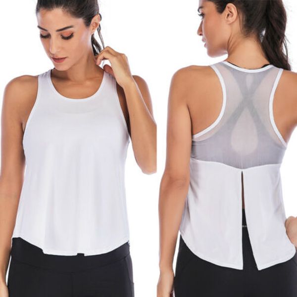 

women's tanks & camis est women sport vest fitness tank athletic undershirt gym quick, White
