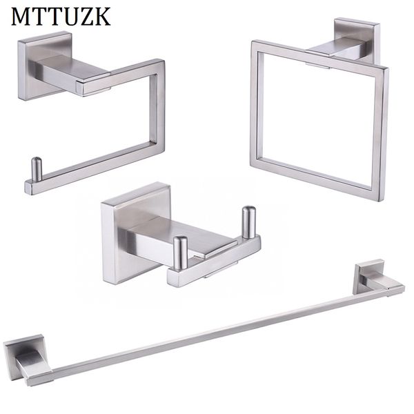 

mttuzk 304 stainless steel bathroom accessories set brushed nickel towel bar robe hook towel ring paper holder bath hardware set